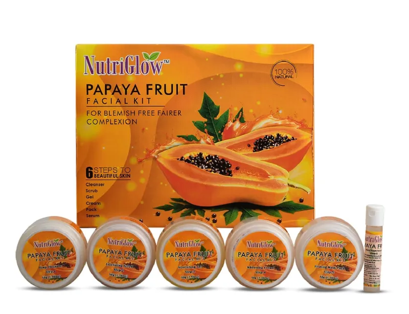 [Apply 5% Coupon] NutriGlow Papaya Fruit Facial Kit for Glowing Skin And Tan Removal For Men And Women All Skin Types (260 Gram – 10 ml) Rs. 274