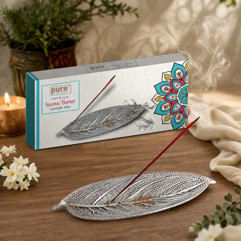 [Apply 5% Coupon] Pure Source India Aluminum Incense Holder & Ash Catcher for Pooja – Handmade Agarbatti Stand, Decorative Home Décor & Meditation Use, Antique Silver Rs. 206