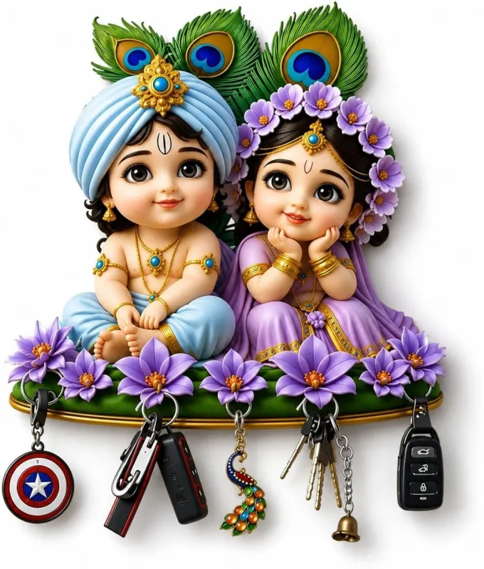 [Apply 5% Coupon] Radha Krishna Key Holder Wall Hanging with Hooks Rs. 151