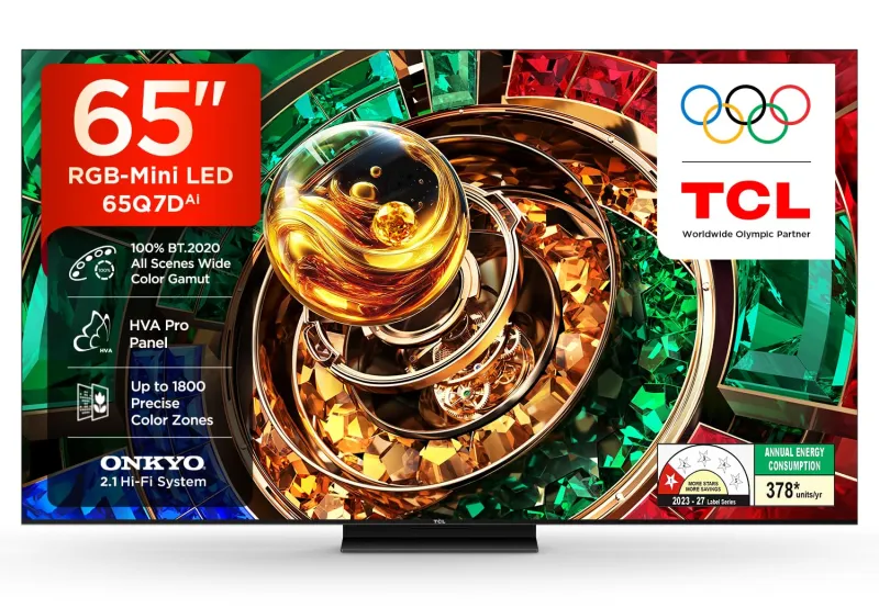 [Apply ₹10000 Coupon] TCL 164 cm (65 inches) 4K UHD RGB-MiniLED Google TV | 144Hz Refresh Rate | 3GB RAM | 46W Onkyo 2.1ch Speakers | Upto HDR 2000nits | 65Q7D Rs. 99990