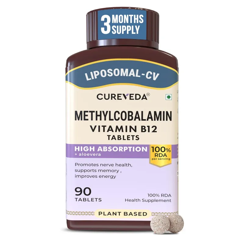 [Apply ₹250 Coupon] Cureveda Liposomal Vitamin B12 1500 mcg Tablets, 90 Count Rs. 399