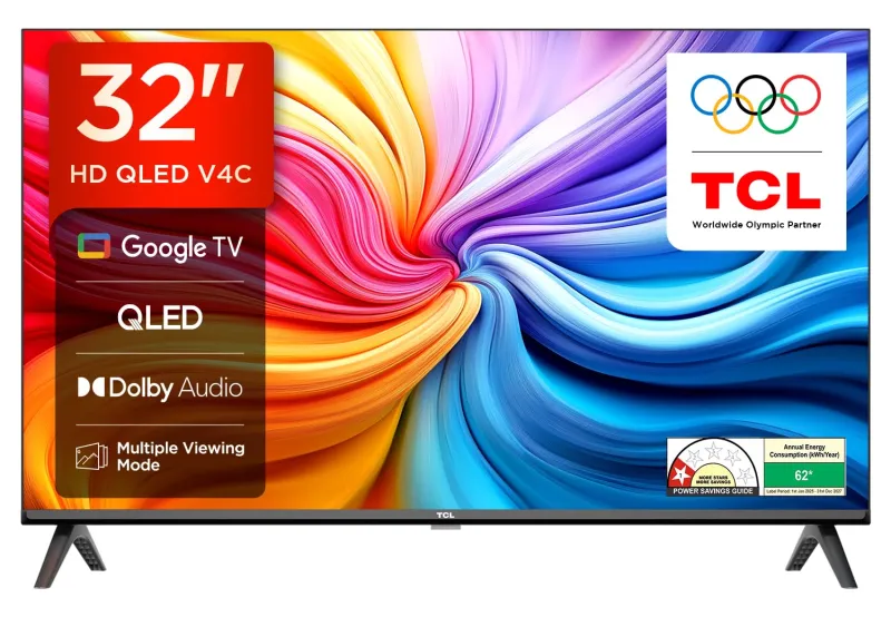 [Apply ₹3000 Coupon] TCL 80 cms (32 inches) HD Ready Smart QLED Google TV | Dolby Audio | HDR 10 | Metallic Bezel-Less | Multiple Viewing Mode | 32V4C Rs. 15990