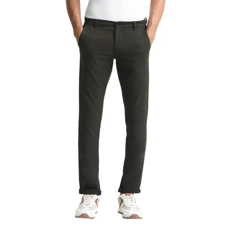 Arrow Sports Mens Green Solid Mid Rise Cotton Button Fitted Slant Pocket Casual Pants (ASAETRO2706_Green_30) Rs. 1035