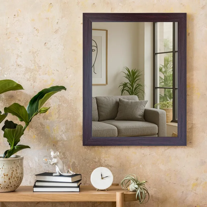 Art Street Bathroom Wall Mirror, Brown Wall Mount Rectangular Makeup Mirror, Decorative Looking Glass with Frame for Home, Bathroom & Living Room Rs. 467