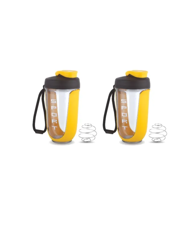 ATTRO Prime Fit Fusion Shaker Bottle, Gym, BPA-Free, Leakproof Set Of 2-Yellow-600ml Rs. 279