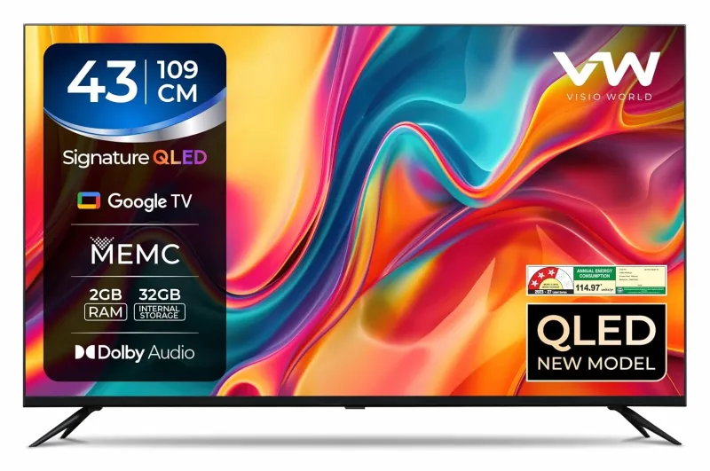 [AXIS/ICICI CC] VW VISIO World 109 cm (43 Inches) SmartChioce Pro Series 4K Ultra HD Smart QLED Google TV VW43GQ2 Rs. 21949