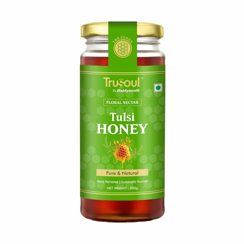Baidyanath Trusoul Pure & Natural Tulsi Honey 500g | Wild Forest Sourced | Natural Immunity Booster | Raw & Unprocessed Honey | No Adultration | Rs. 199