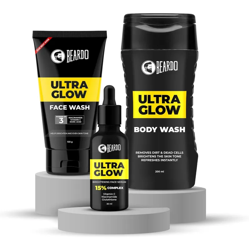 Beardo Alpha Glow Up Kit for Men – Bodywash, Face Serum & Facewash | Brightening, Nourishing & Hydrating Skincare Combo | Deep Cleanse & Glow | Rs. 529