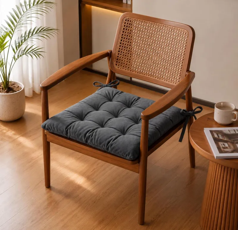 BSB HOME Chair Pad Cushion with Tie Straps,Thick Tufted Seat Cushion for Dining,Office & Wooden Chairs,Soft Comfortable Chair Seat Pad with Durable