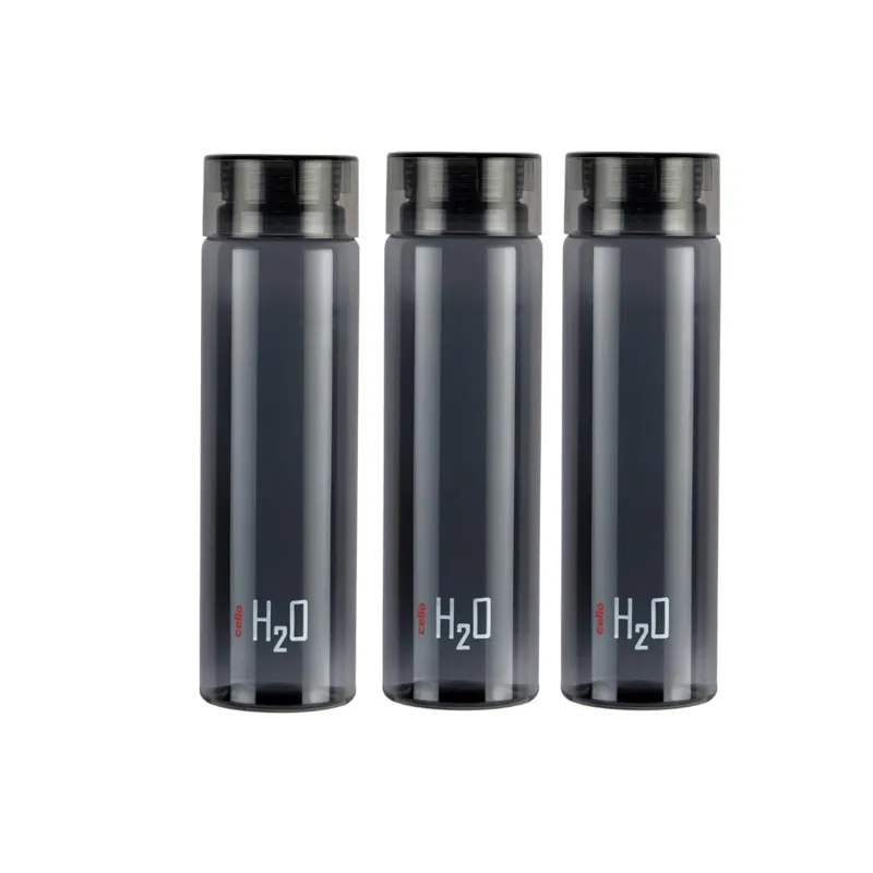 CELLO H2O Premium Edition Water Bottles Set of 3 Pcs For Daily Use 1000ml Each, Grey | Unbreakable BPA-Free Leakproof Refrigerator Safe Pet Water Rs. 255