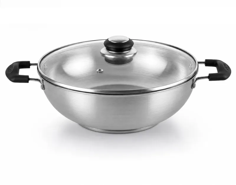 CELLO Steelox Deep Frying Stainless Steel Kadhai with Glass Lid 3 Litres | Gas Stove & Induction Compatible, Riveted Bakelite Handle, Fast & Even Rs. 831