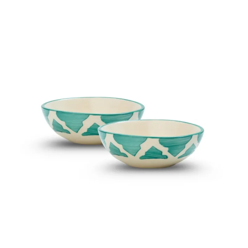 Ceramic Bowl Set | 2-Piece Lightweight Crockery for Daily Use | Seafoam Green Ramen & Snack Bowls (75ml Each) | Elegant Microwave & Dishwasher Safe | Rs. 284