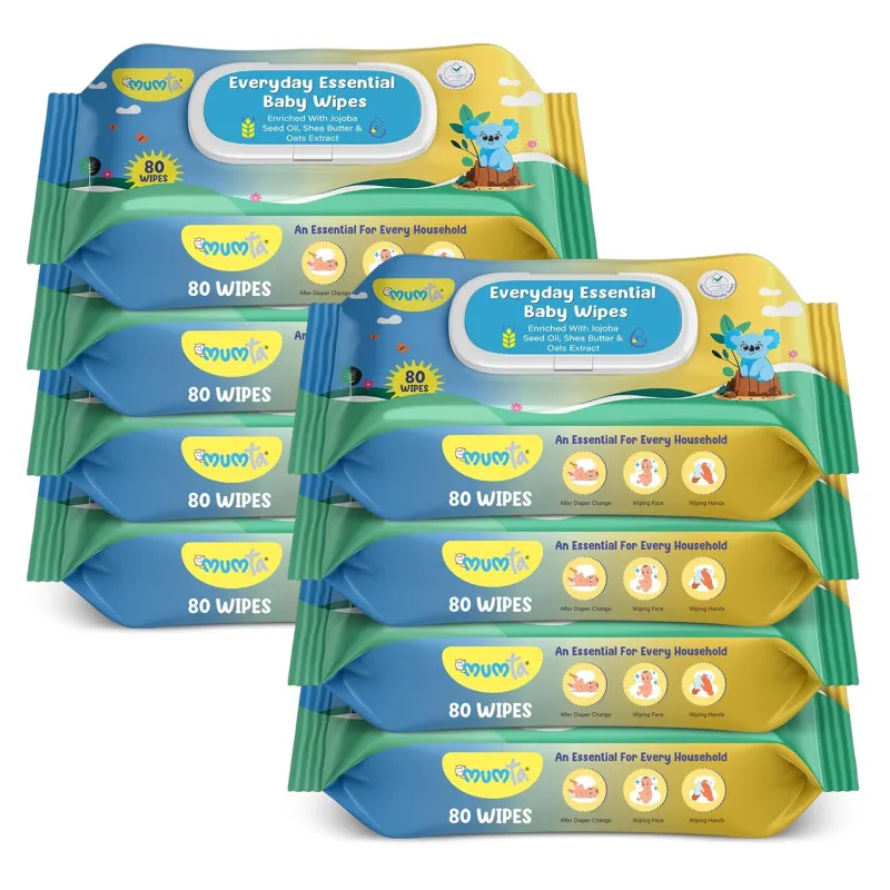 Cleansing Baby Wipes, Enriched with Aloe Vera, Jojoba seed oil, Shea Butter & Vitamin E – 80 Counts/Pack| Essential Wet Wipes with Lid, Alcohol and Rs. 448