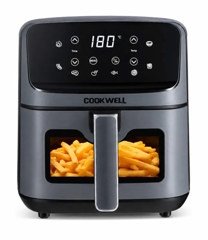 Cookwell Air Fryer – 5L With See Through Window – 1400W (Grey & Black) Rs. 3199