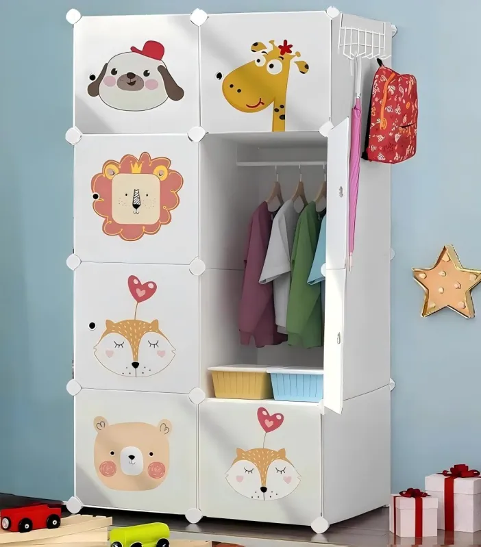 CoolLeaf Plastic Wardrobe for Kids, 8-Cubes Baby Cupboard for Bedroom with Hooks and Hanging Rail, Almirah Plastic Storage Baby Clothes/Toys/Books, Rs. 2077