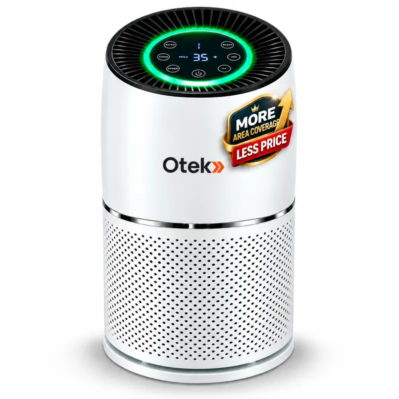 [Coupon + AXIS/ICICI CC] OTEK 330A Smart Air Purifier for Home & Office | HEPA H13 & Activated Carbon Filter | UV-C Sterilization | Real-Time AQI Display | Removes 99.9% Rs. 5355