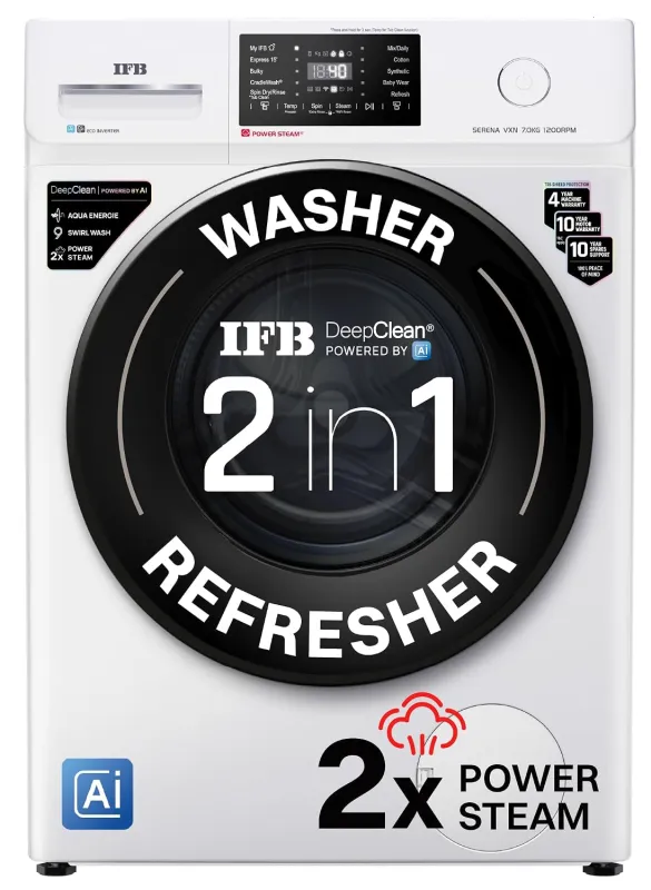 [Coupon + HDFC CC] IFB 7 Kg 5 Star, 9 Swirl Wash, Steam Refresh, Eco Inverter Motor, WiFi Enabled, DeepClean® Ai Powered Fully Automatic Front Load Washing Rs. 21739