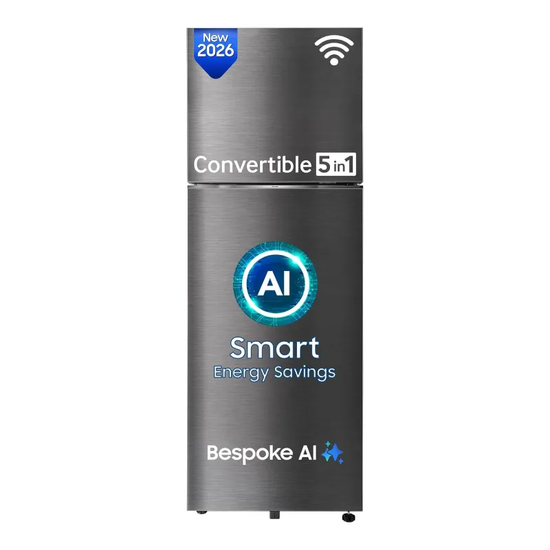 [Coupon + HDFC CC] Samsung 467 L, 3 Star, Convertible 5-in-1, Digital Inverter, Frost Free Double Door, Bespoke AI WiFi Refrigerator (RT80H51C3KHL, Luxe Black, 2026 Rs. 60490