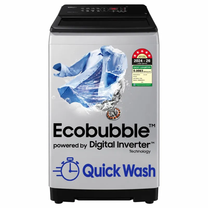 [Coupon + ICICI / AXIS CC EMI] Samsung Smart Choice 8 kg, 5 star, Eco Bubble Tech, Digital Inverter Motor, Soft Closing Door, Fully-Automatic Top Load Washing Machine Rs. 16490