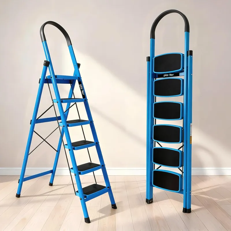 [Coupon + ICICI CC] Plantex Ladder for Home – Premium Steel Foldable 6-Step Ladder – Anti Skid Strong Steps with 5 Years Manufacturer Warranty (Blue) Rs. 2893