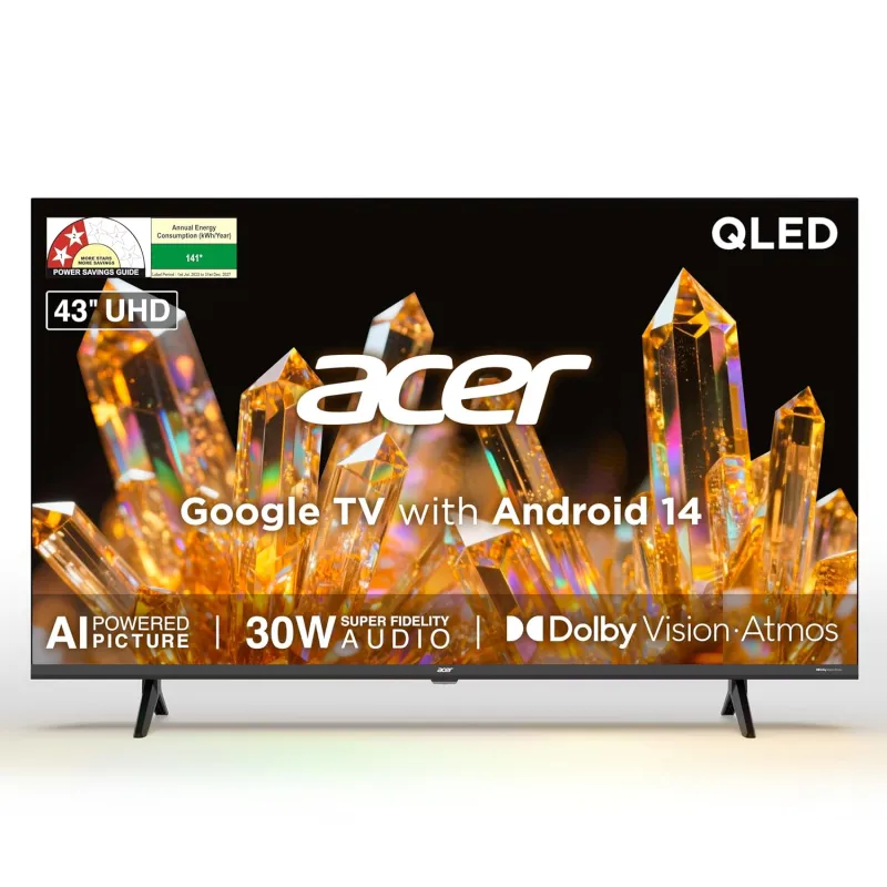 [Coupon + ICICI NC EMI] Acer 108 cm (43 inches) Ultra V Series 4K Ultra HD Smart QLED Google TV AR43QDVGU2875BD Rs. 20249