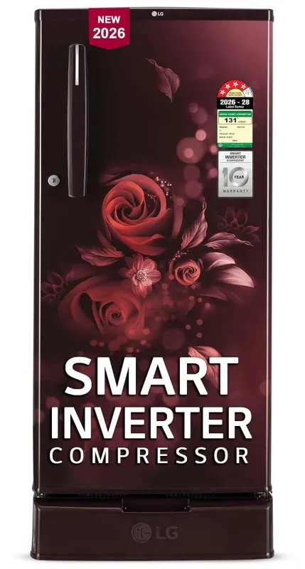 [Coupon + ICICI NC EMI] LG 185 L, 4 Star, Smart Inverter, Direct Cool Single Door Refrigerator (GLD1945ZOSE, Scarlet Euphoria, Base stand with Drawer) Rs. 14526