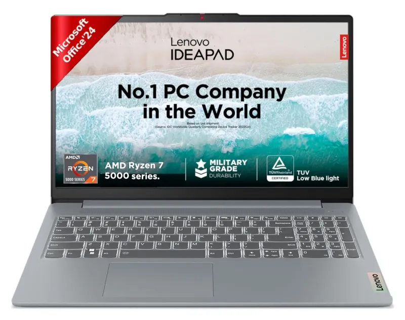 [Coupon + SBI NC EMI] Lenovo IdeaPad Slim 3 Ryzen 7 5825U 15.6″ (39.6cm) FHD Thin and Light Laptop (16GB RAM/512GB SSD/Integrated AMD Radeon Graphics/Windows 11/ Office Rs. 64990