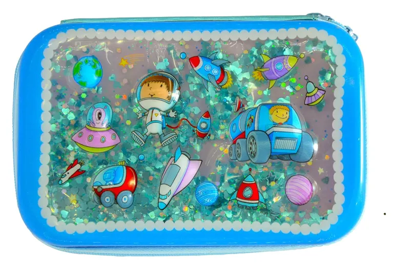 Crackles Stylish Embossed Space Themed Water Jelly Large Capacity Hardtop Pencil Case Organizer School Kids Pen Holder Pouch (Space Theme, Assorted Rs. 225