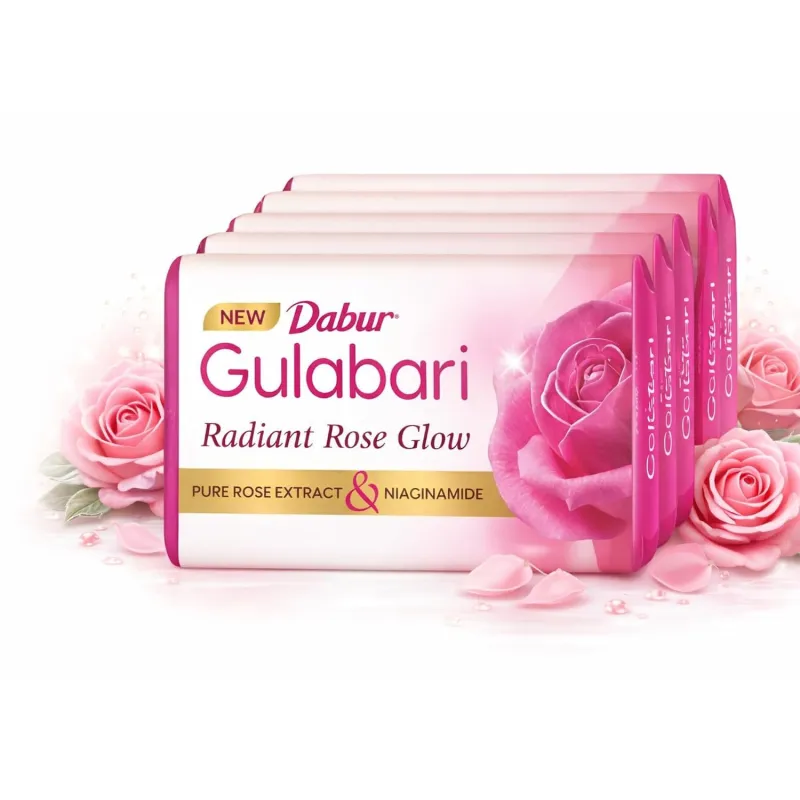 Dabur Gulabari Pure Rose Soap 150g (Pack of 4) | Moisturizing Bathing Soap for Radiant Glowing Skin & Body | Glycerine & Niacinamide | Long Lasting Rs. 158
