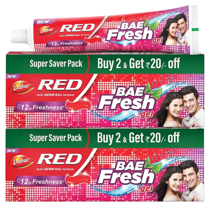 Dabur Red Bae Fresh Gel – 600gm (300gm*2) | Fights Bad Breath, Cavity Germs and Plaque | 12hr Freshness | Activ Germ-Kill formula Rs. 201