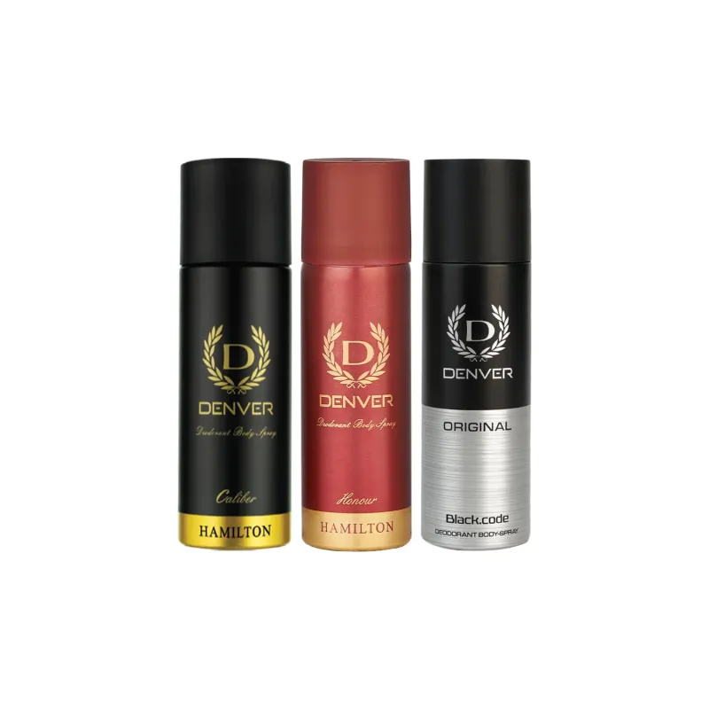 Denver Caliber,Honour & Black Code Nano Deodorant For Men 50 ML Each, Pack Of 3 | Long Lasting Fragrance Rs. 192