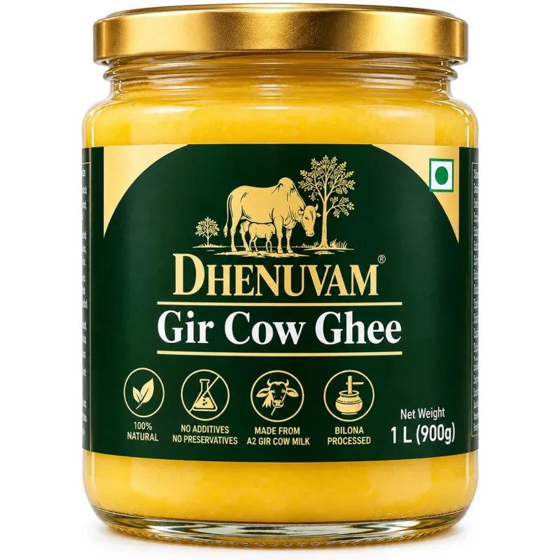Dhenuvam Gir Cow Ghee 1000 ml | Pure Desi Cow Ghee | Traditional Indian Ghee | Rich Aroma & Authentic Taste | Premium Cow Milk Ghee Rs. 949