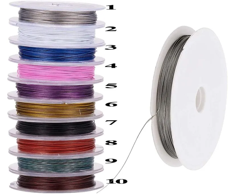 Diy Crafts 17763 148-164 Ft Tiger Tail Beading Wires Bright Bead Stringing Wires Stainless Steel/multi Color, Pack of 1 Roll, Shade No # 9 Rs. 176