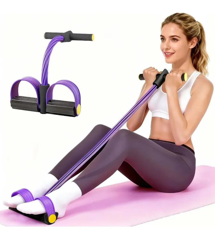 DLALA Resistance Band with Foot Pedals, 4 Tube Yoga Pedal Puller for Full Body Workout, Home Gym Exercise Equipment for Abs, Arms, Legs, Stretching & Rs. 349