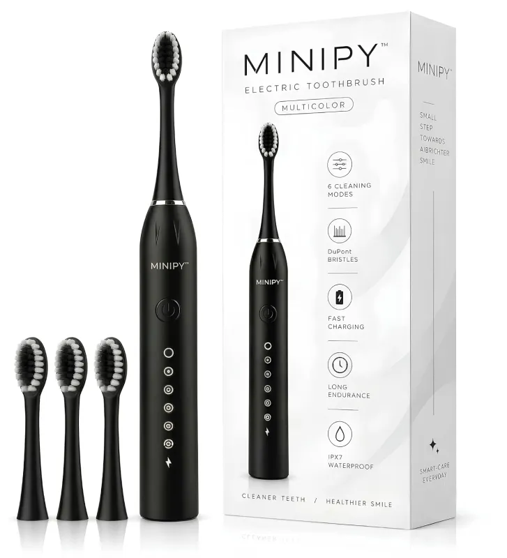 Electric Toothbrush with 4 Dupont Brush Heads, IPX7 Waterproof Rechargeable Toothbrush 6 Cleaning Modes, Fast Charging & Long Battery Life, 6 Months Rs. 209