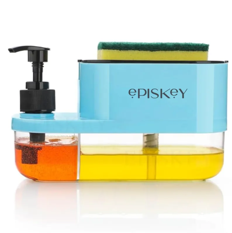 EPISKEY 3 in 1 Soap Pump Dispenser Dish Soap Liquid Dispenser Sponge Holder Dish Soap Pump Dispenser for Kitchen Sink Countertop Kitchen Bathroom Rs. 135