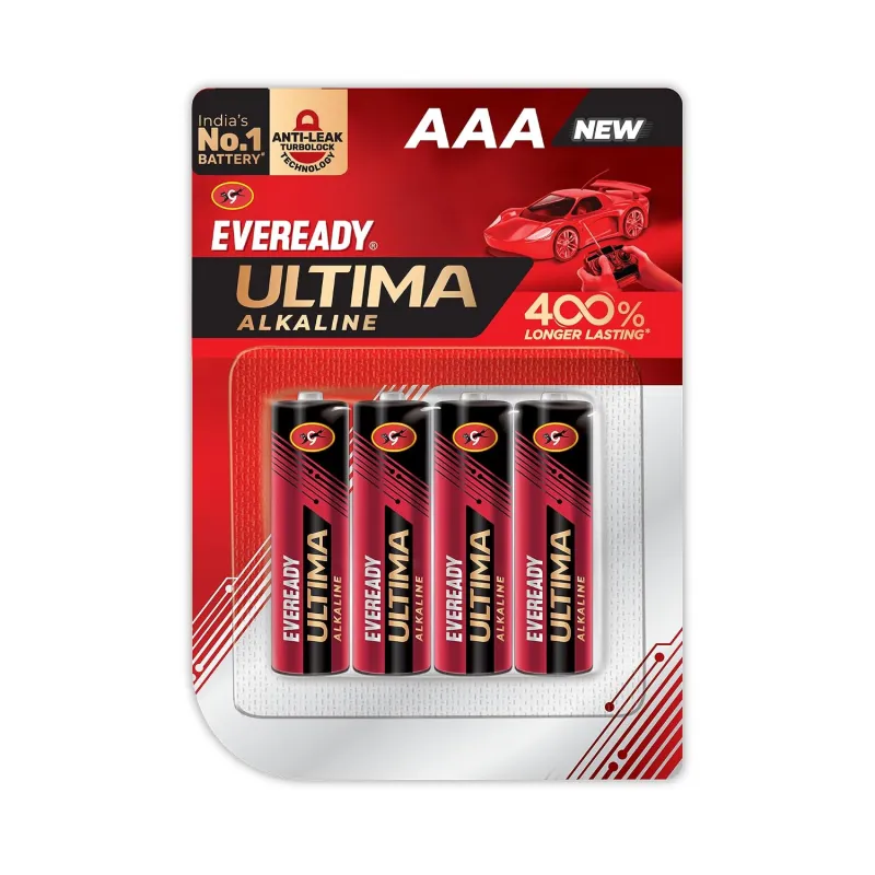 Eveready Ultima Alkaline AAA Battery, 400% Longer Lasting, Pack of 4 Rs. 84