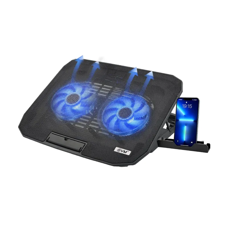 EVM EnLap Cool 2.0 Laptop Cooling Pad with Dual 125mm Fans, Blue LED, Adjustable Mobile Holder & Dual USB Port | Ultra Quiet | 1-Year Warranty Rs. 549