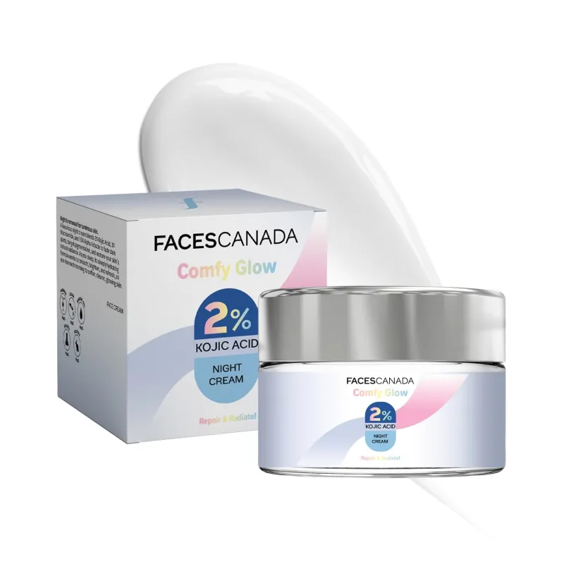 FACES CANADA 2% Kojic Acid Comfy Glow Night Cream with Niacinamide & Alpha Arbutin for Skin Brightening (25 gm) | Face Cream I Night Cream I Kojic Rs. 99