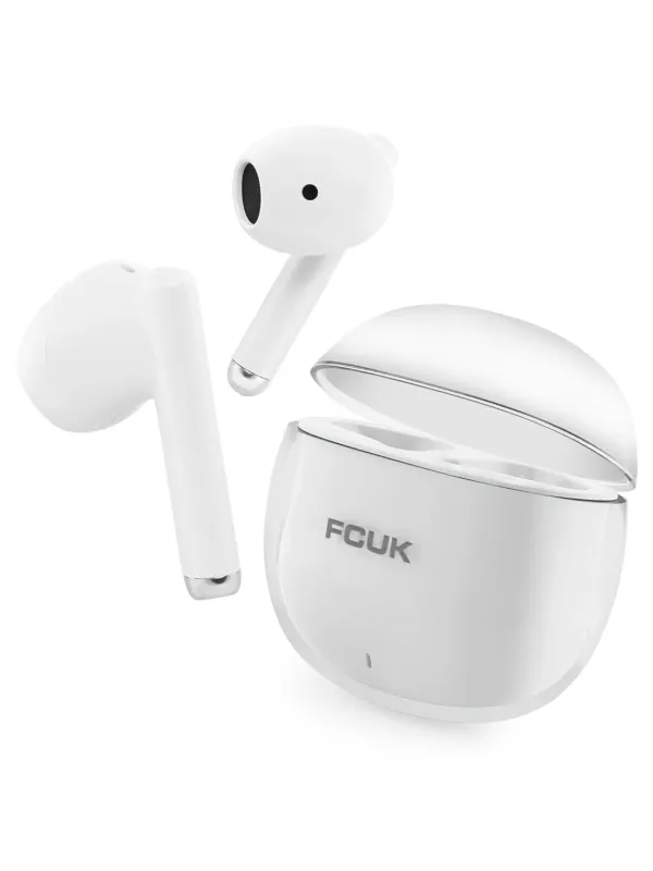 FCUK Kicks True Wireless Earbuds, Multi Device Connectivity, Type C Charging, Ai-Enc for Call Clarity, White – Bluetooth Earbud TWS T01A – in Ear Rs. 749