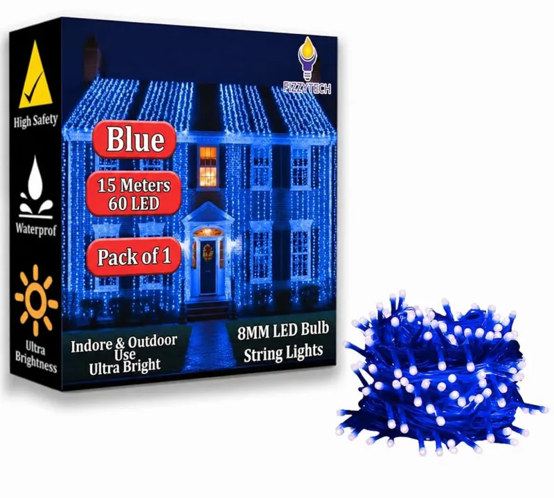 fizzytech 15 Meter 60 LED 8MM Blue Decorative Fairy String Light for Home, Wall, Bedroom, Diwali, Christmas, Wedding and Party Decoration, Pack of 1 Rs. 124