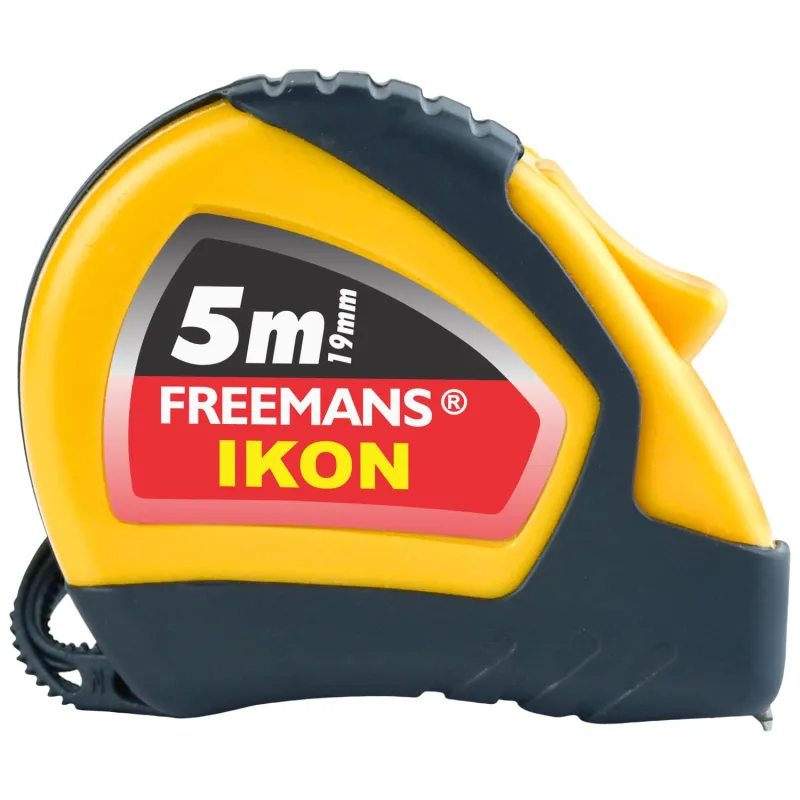 FREEMANS IKON 5m:19mm Steel Inchi Measuring Tape – 5m With Unbreakable ABS case || Soft Grip Bi-material Case || Auto-lock and Belt Clip || Rs. 101