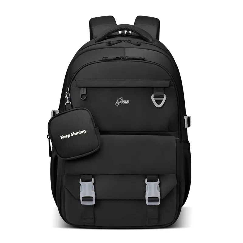 Gear Grace 19″/40L Large Water Resistant School Bag | Casual Backpack | Daypack | Travel Backpack | Kids Bag for Boys/Girls (Black – Black) Rs. 1069