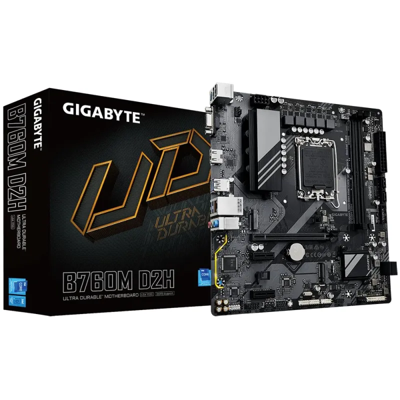 GIGABYTE Intel B760M D2H Motherboard with 6+2+1 Phases Digital VRM Solution Intel® Socket LGA 1700：Support 13th and 12th Gen Series Processors Dual Rs. 7439