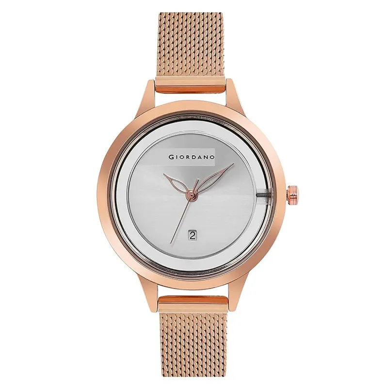 Giordano Analog Watch for Women with See Through Elegant Dial with Stainless Steel Strap|Round Shape Fashion Wrist Watch for Ladies|Girls to Rs. 1662