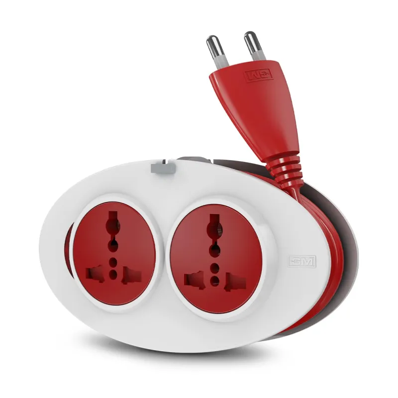 GM 3206 G-On Extension Board with 2 International Sockets | 2.5M Extension Cord | Dual-Tone Design | Child Safety Shutters | Compact & Rs. 199