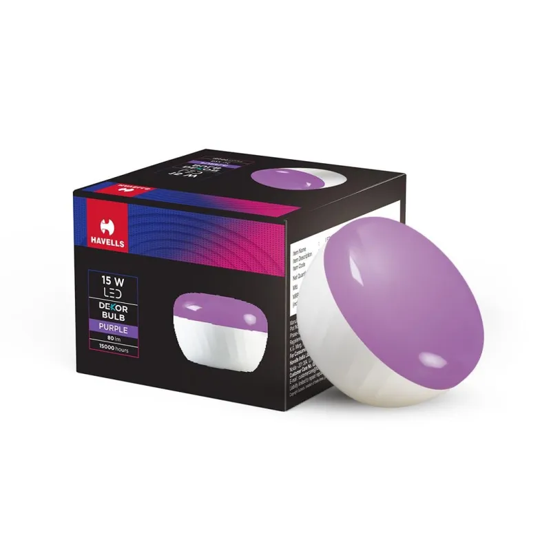 HAVELLS DEKOR 15W Decorative LED Bulb With Unique Design To Conceal/Hide The Holder | B22| (Purple) Rs. 195