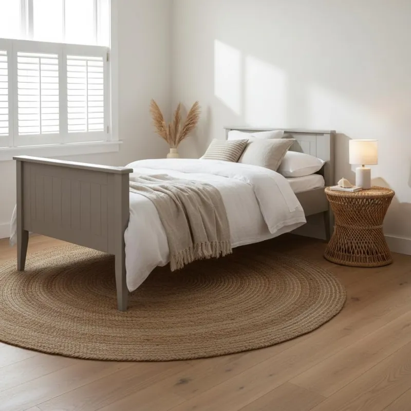 [HDFC CC] APRODZ Solid Wood Without Storage Single Size Celyn Bed for Bedroom Stylish | Grey Finish, DIY Assembly Rs. 16609