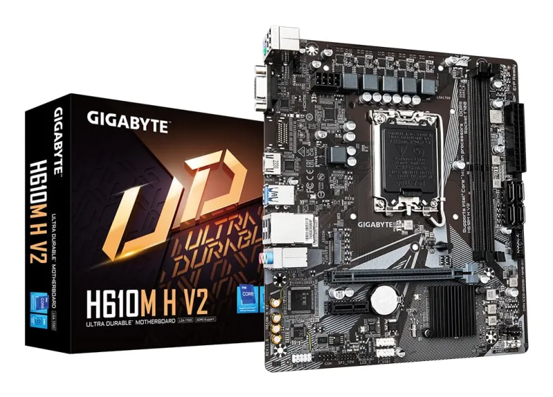[HDFC CC] Gigabyte H610M H V2 Motherboard – Supports Intel Core 14th CPUs, 4+1+1 Hybrid Digital VRM, up to 5600MHz DDR5, 1xPCIe 3.0 M.2, GbE LAN, USB 3.2 Gen 1 Rs. 4500