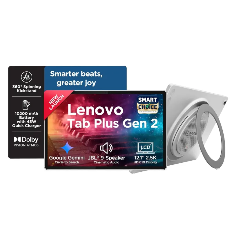 [HDFC CC] Lenovo Tab Plus Gen 2 {Smartchoice} with JBL 9-unit Speaker System, Wifi only, 12.1″ 2.5K Display, 800nits Peak Brightness |8GB RAM + 256GB ROM Rs. 29749